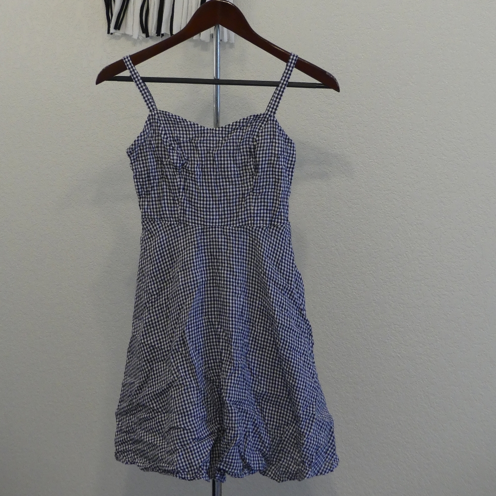 Checked blue and white dress